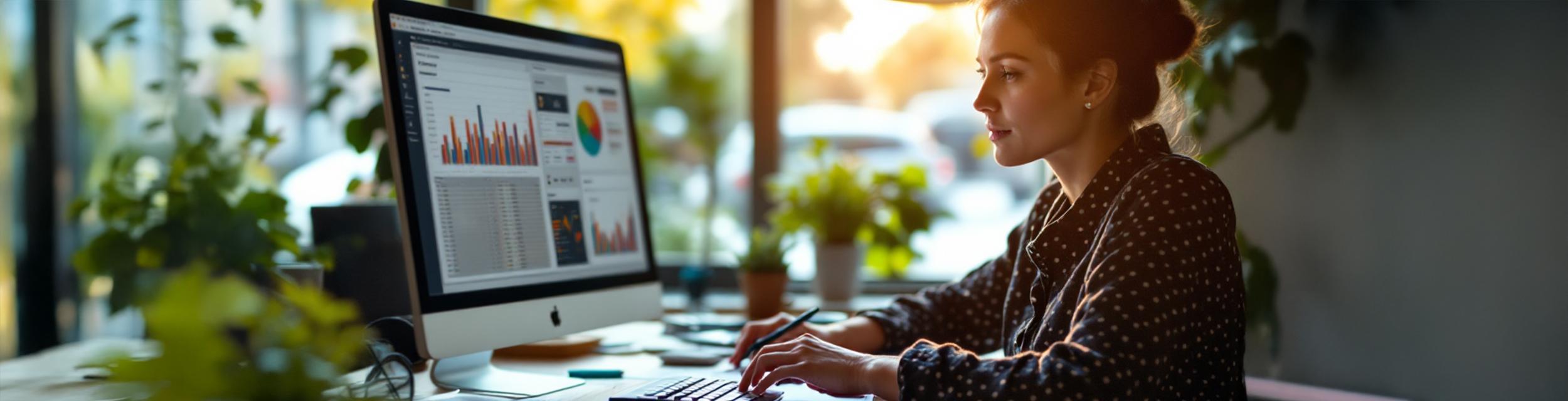 mujer hispana, analista de presupuesto, contadora en la oficina.