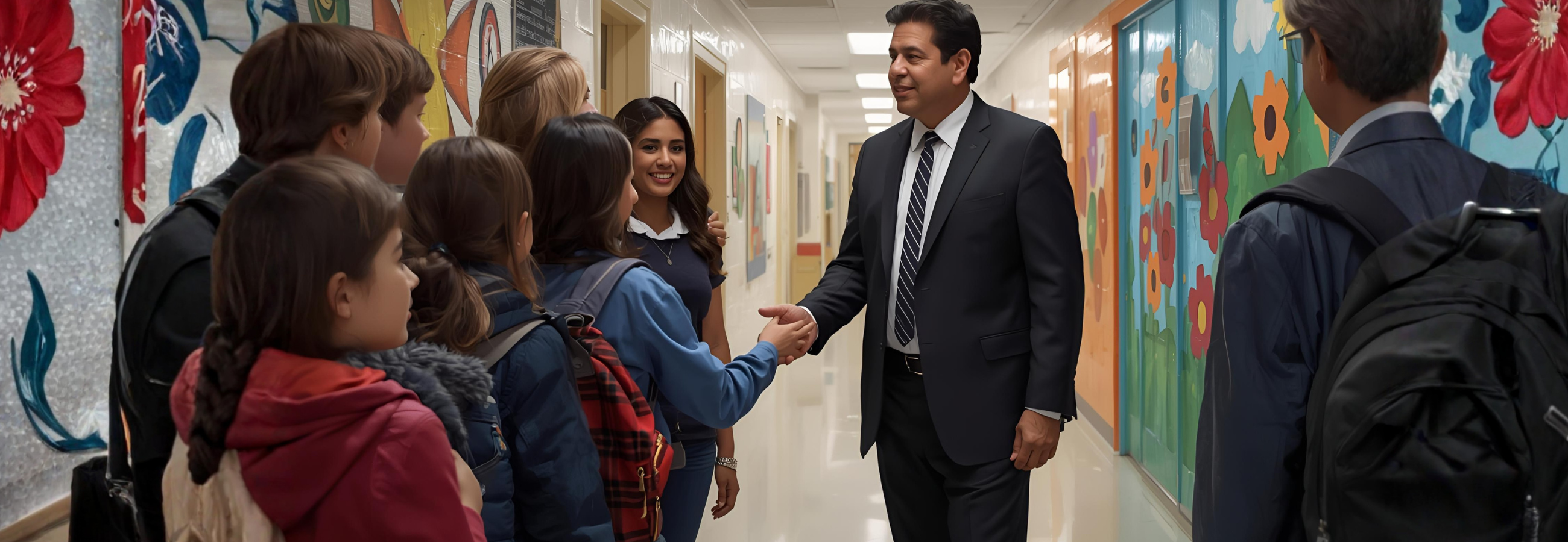 director-de-escuela-saluda-estudiantes