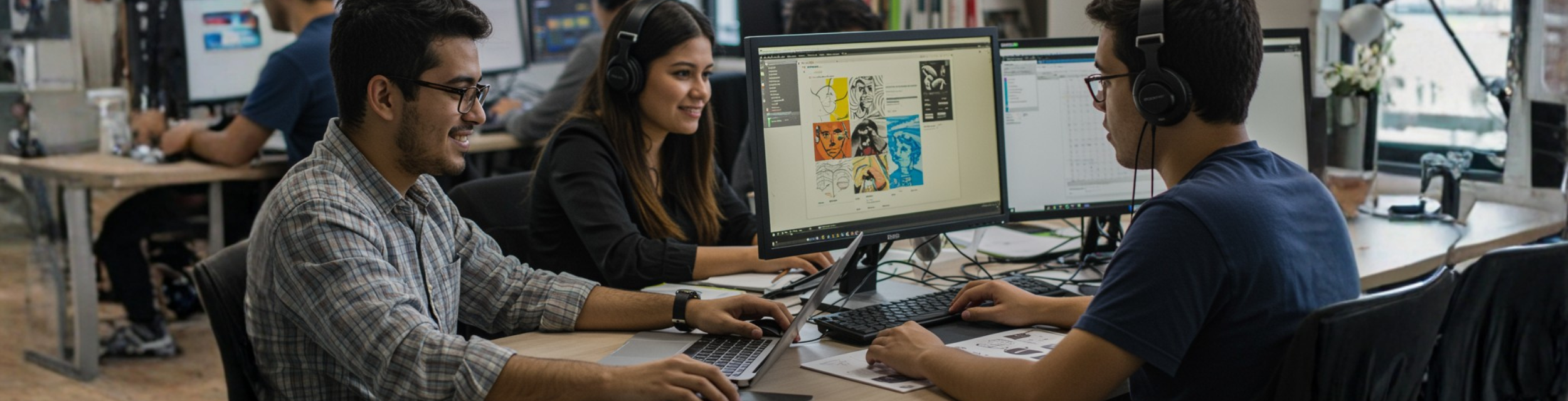 personas trabajando en computadoras